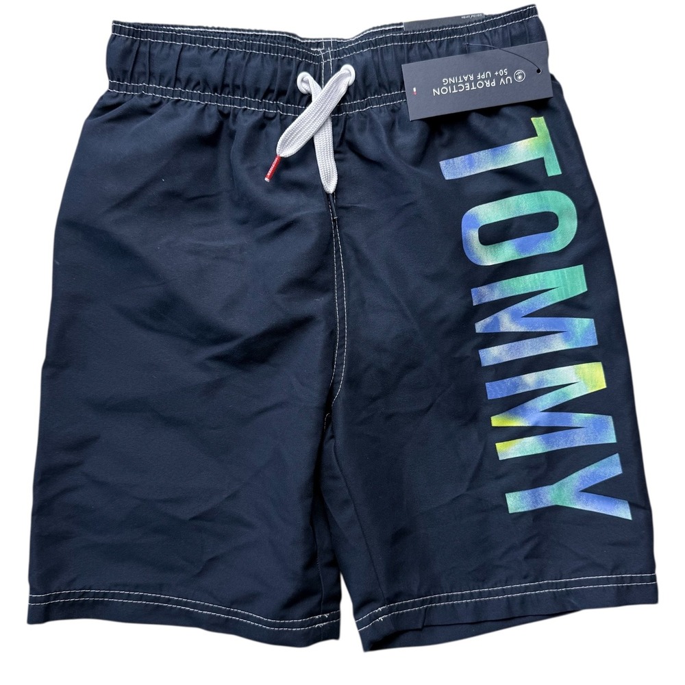 Tommy Hilfiger Boys Medium 12-14 Blue Logo Board Shorts NWT‎